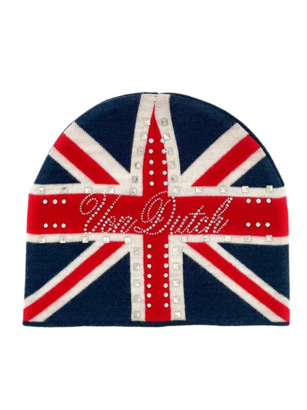 ISO Von Dutch Union Jack Knit Beanie - Navy/Red/White